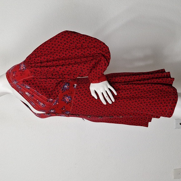 Free People "NEW" Red Wonderland Floral Print Boho Romantic Mini Dress Size XS - Picture 7 of 16